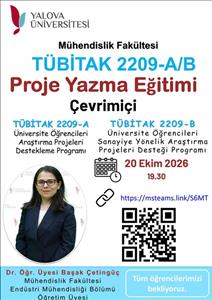 Yalova Üniversitesi Mühendislik Fakültesinden TÜBİTAK 2209-A/B Proje Yazma Eğitimi!